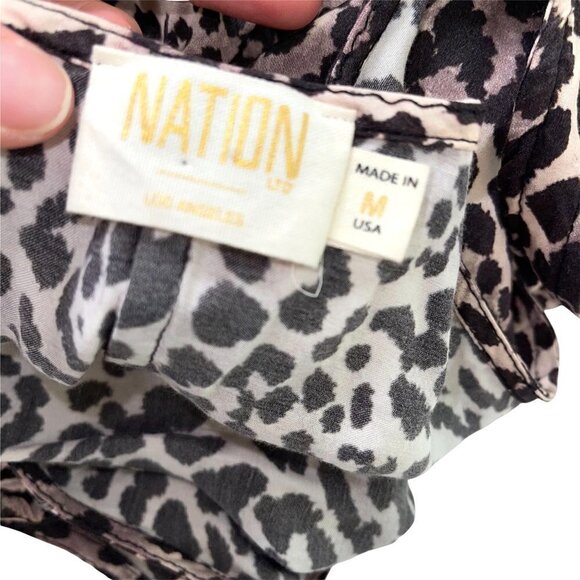 Nation Ltd Paloma Dress Medium M Womens Animal Print Brown Tan Made In USA - Picture 4 of 12